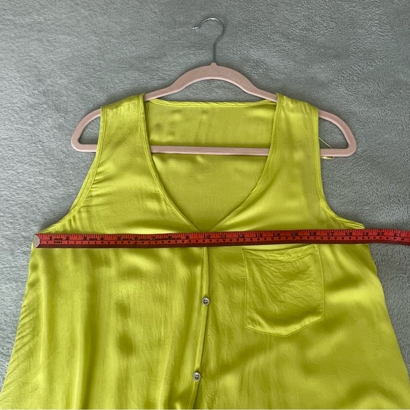 Sleeveless lime green buttoned tunic top in Sz L - Picture 5 of 6